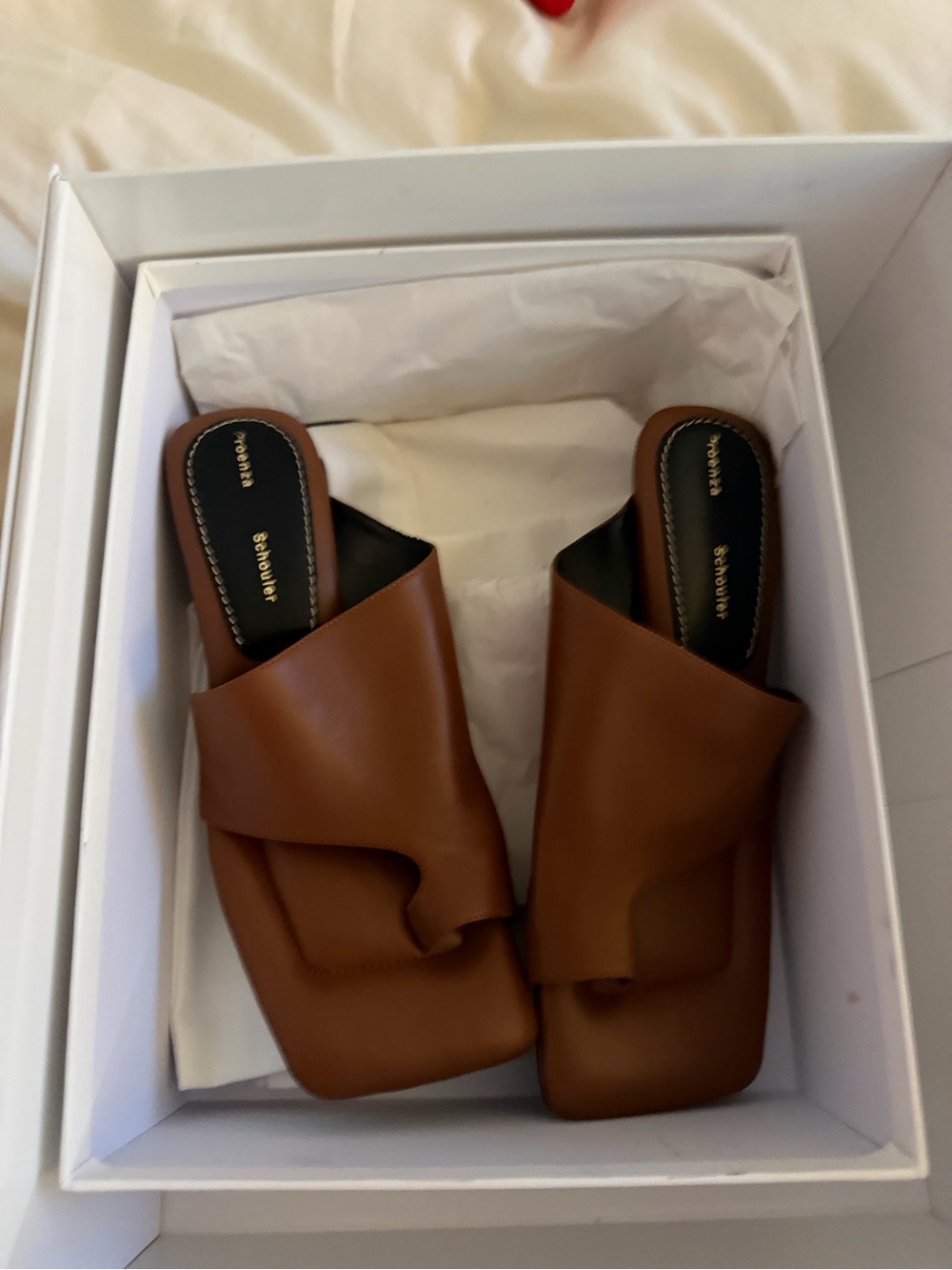 Proenza Schouler Brown Leather Slide Sandals